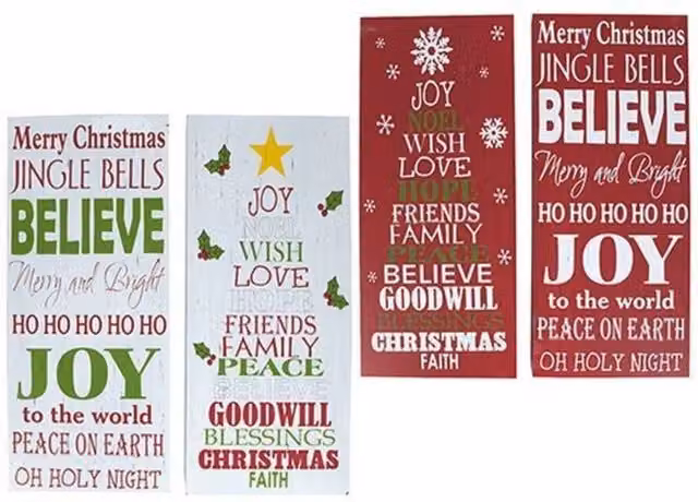 KDMD Multicolour Christmas Hanging Wood Plaques, Set of 2, W: 28 cm, H: 63.5 cm