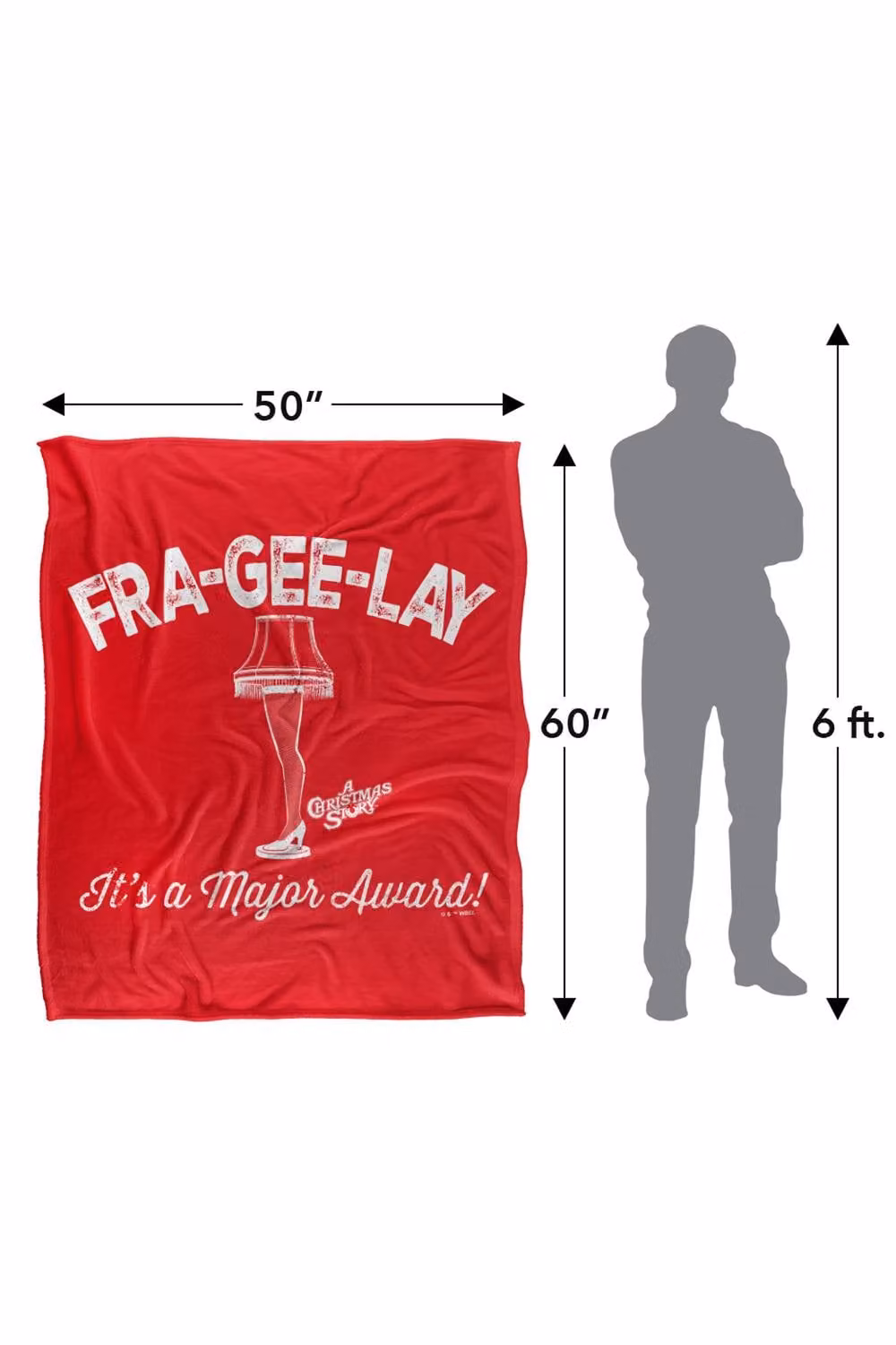 Warner Bros. A Christmas Story Frageelay A Major Award Super Soft Silky Touch Polyester Throw, Multicolour and Red, Extra Large – 3
