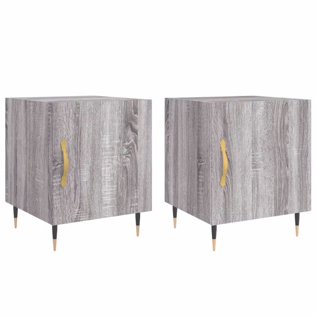 Berkfield Home Set of 2 Grey Sonoma Bedside Cabinets, W/D/H: 40 x 40 x 50 cm