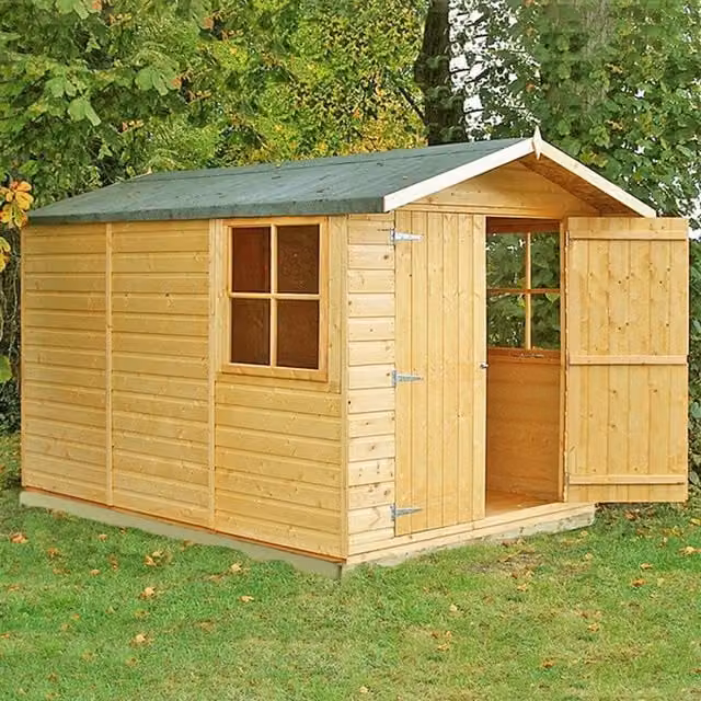 Shires Guernsey Tongue and Groove Garden Shed Workshop with Double Doors and Window in Tan