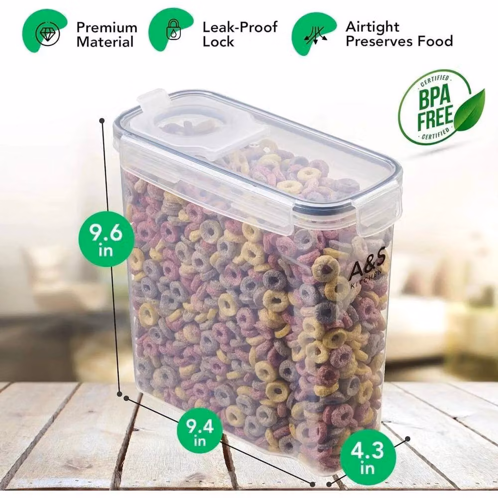 Pawnora 4 Piece Airtight and Leakproof Clear Plastic Cereal Containers – 2