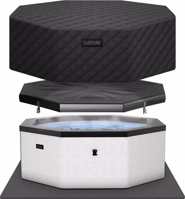 Wave Como 6-Person Inflatable Eco Foam Spa with Integrated Heater in Pebble White with EnergySave Bundle