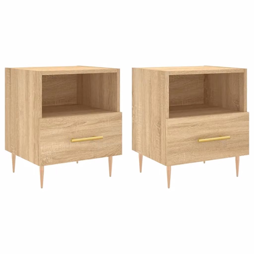 Berkfield Home Set of 2 Sonoma Oak Bedside Cabinets in Brown, W/D/H: 40 x 35 x 47.5 cm