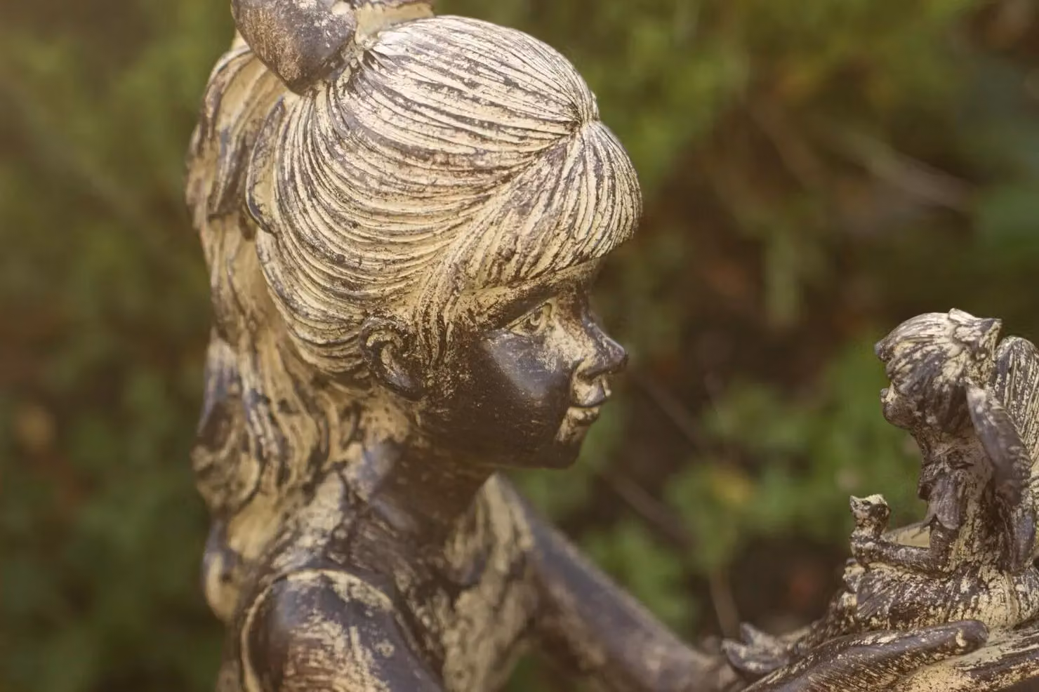 Marco Paul Sitting with Fairy Resin Statue in Brown – 2