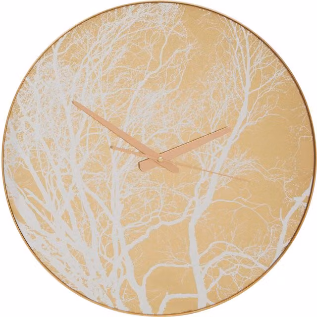 Orsina Celina Gold Floral Branch Design Round Wall Clock, Diameter: 45 cm