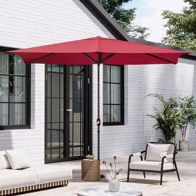 Breeins 3m Large Rotating Rectangular Outdoor Parasol in Red and Black