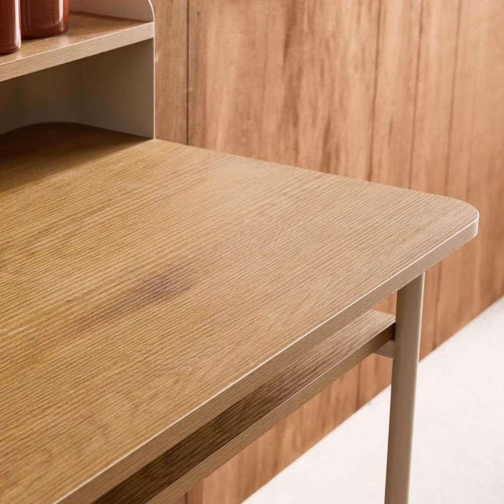 sweeek Modern Writing Desk with 3 Niches in Beige – 4
