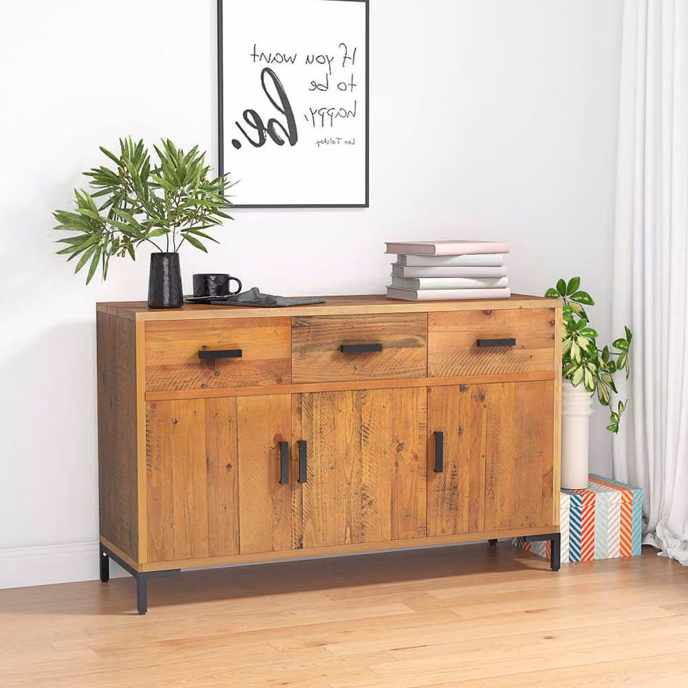 Berkfield Home Brown Solid Pinewood Sideboard, W/D/H: 110 x 35 x 70 cm – 2