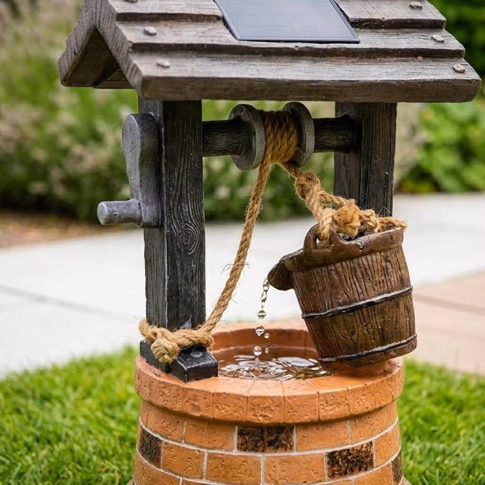 Garden Greatness Solar Wishing Well Garden Water Feature Fountain, Brown and Multicolour, W/D/H: 51 x 31 x 31 cm – 2