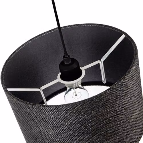 Happy Homewares Modern Round Bobbled and Textured Linen Fabric Lamp Shade in Black, W: 30 cm, H: 20 cm – 2