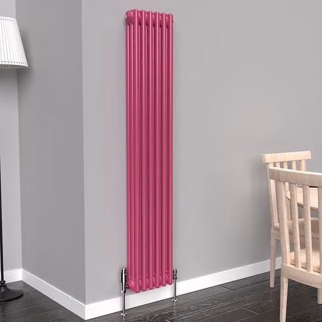 Lux Heat Vertical Coloured Column Radiator, Barbie Pink, H 150 cm x W 29 cm