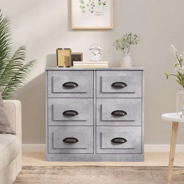Berkfield Home Sideboard in Concrete Grey, W/D/H: 70 x 35.5 x 67.5 cm