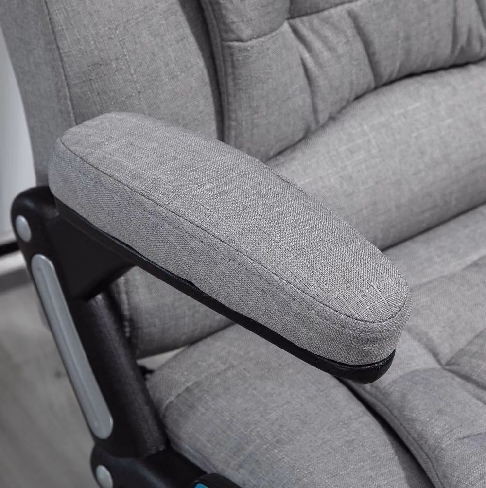 STILVORA Grey Linen Office Chair with Massage and Heated Back, W/D/H: 74 x 74 x 120 cm – 4