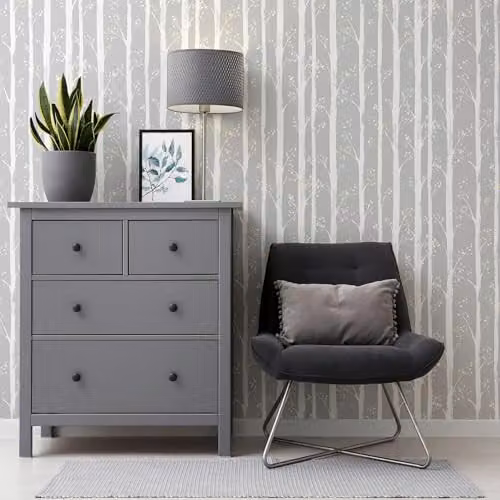 Arthouse Pretty Trees Botanical Floral Wallpaper in Grey and Ochre – 2
