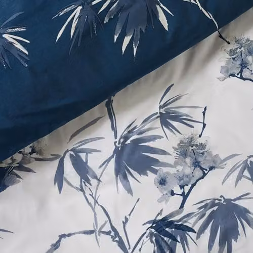 Catherine Lansfield Kyoto Floral Reversible Double Duvet Cover and Pillowcase Set in Blue, W/D/H: 200 x 200 cm and 50 x 75 cm – 3