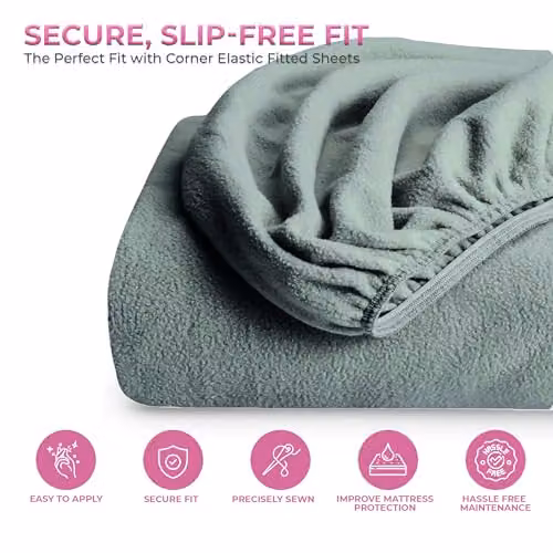 Snug City Blue Teddy Fleece Extra Deep Fitted Sheet, Double, W/D/H: 140 x 200 x 30 cm – 4