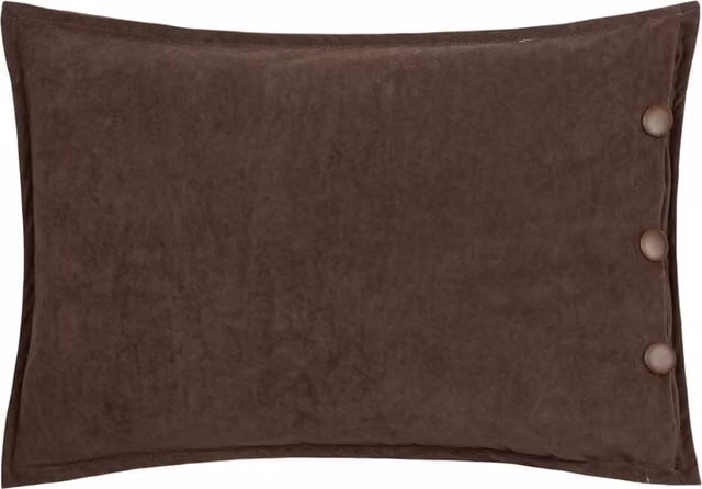 Effron Washed Velvet Rectangular Cushion in Brown with Feather Filling, W: 50 cm, H: 35 cm