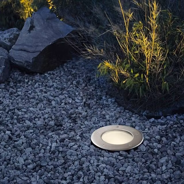 Eglo Riga Stainless Steel Integrated LED Outdoor Recessed Ground Light in Silver, Diameter: 17 cm – 1