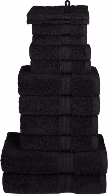 Berkfield Home SOLUND 12 Piece Premium Black Cotton Terry Towel Set, 600 gsm