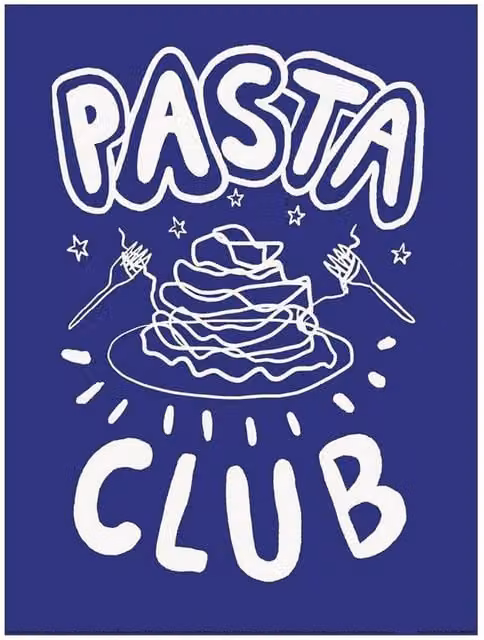 Studio Dolci Pasta Club Typography Paper Poster in Blue