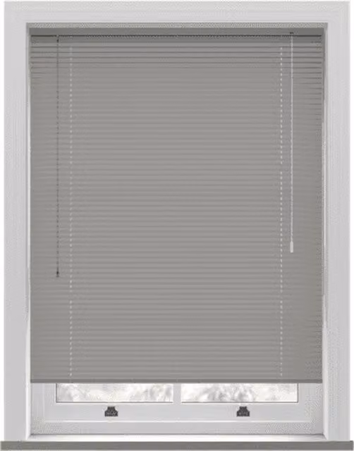 NewEdgeBlinds Grey PVC Venetian Blind with 25mm Slats, Width: 152 cm