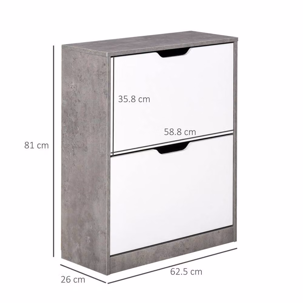 NESTLUNE Two Drawer Shoe Cabinet in White, W: 100 cm, D: 15 cm, H: 100 cm – 2