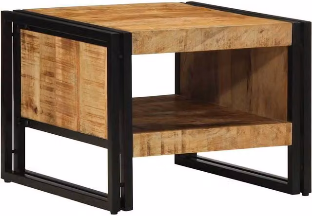 Berkfield Home Beautiful Coffee Table in Brown Solid Rustic Mango Wood W/D/H: 50 x 50 x 38 cm