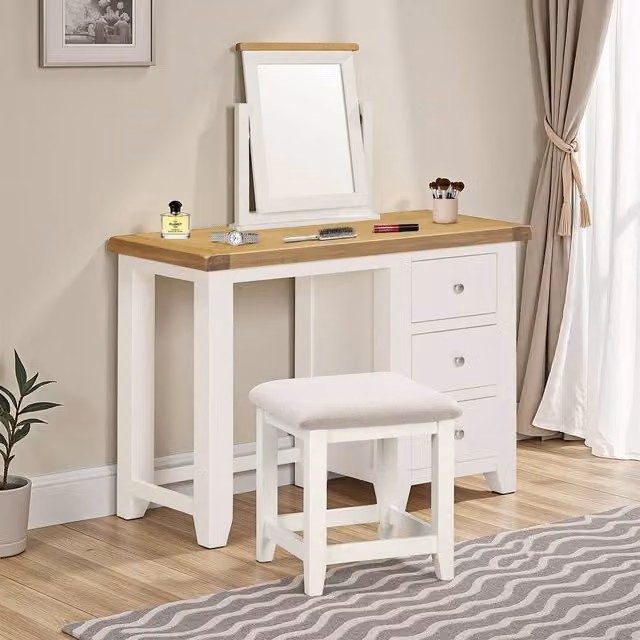 Seconique Classic Dressing Table Set in Beige and White