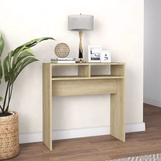 Berkfield Home Sonoma Oak Decorative Console Table in Light Tan, W/D/H: 78 x 30 x 80 cm