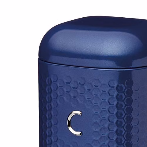KitchenCraft Lovello Geometric Textured Coffee Canister in Blue, W/D/H: 11 x 11 x 19 cm – 3