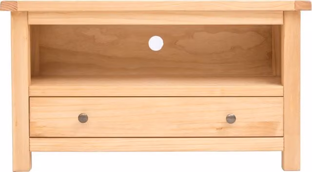 Cabinet Bits Lugo Waxed Pine 1 Drawer TV Cabinet in Light Brown with Brass Knob