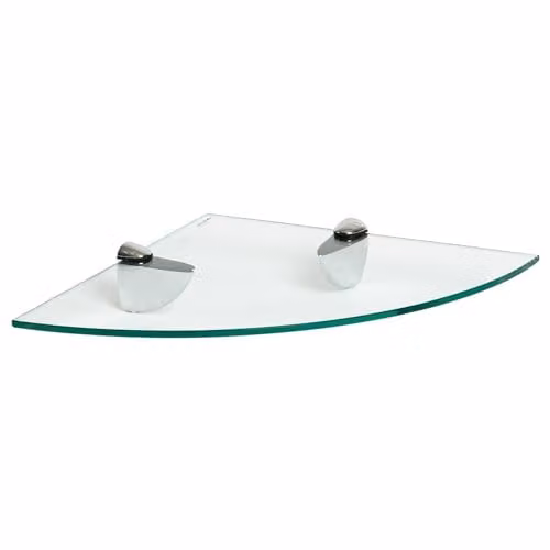 Harbour Housewares Floating Glass Corner Wall Shelf with Silver Brackets, Width: 30 cm