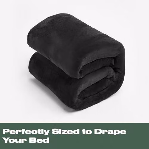 Brentfords Black Flannel Fleece Throw Blanket, W/D/H: 120 x 150 cm – 4