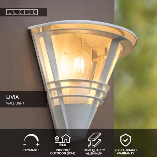 Lucide Livia Dimmable Modern Outdoor Wall Light in White – 2