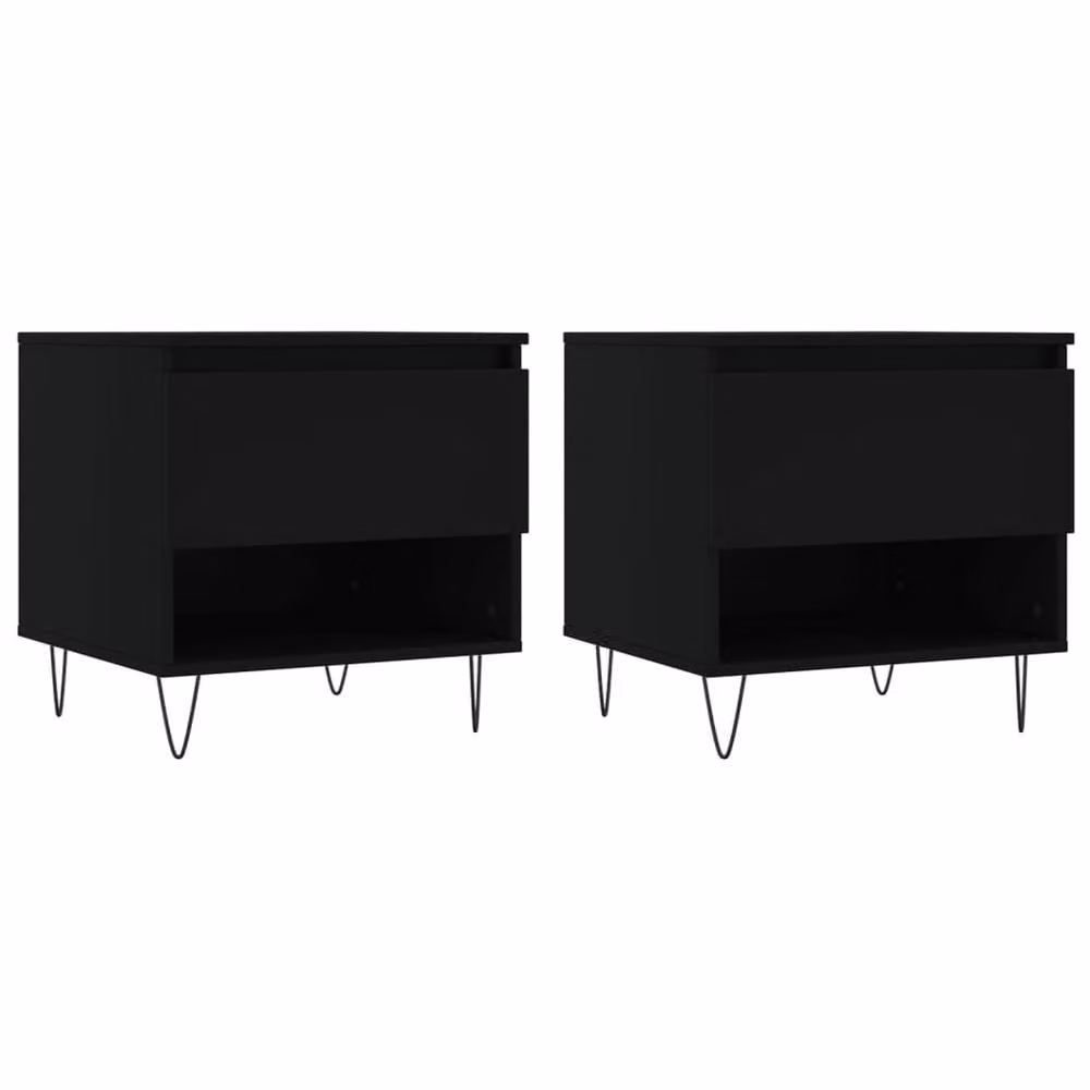 Berkfield Home Modern Coffee Table Set of 2 in Black, W/D/H: 50 x 46 x 50 cm – 2