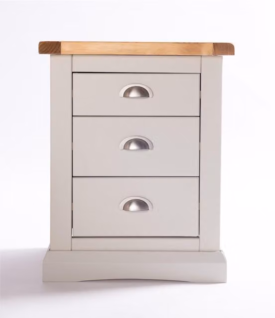 Cabinet Bits Loreo 3 Drawer Bedside Cabinet in Grey