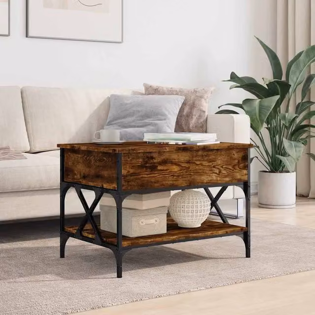 Berkfield Home Comfortable Coffee Table in Smoked Oak Brown, W/D/H: 70 x 50 x 50 cm – 1