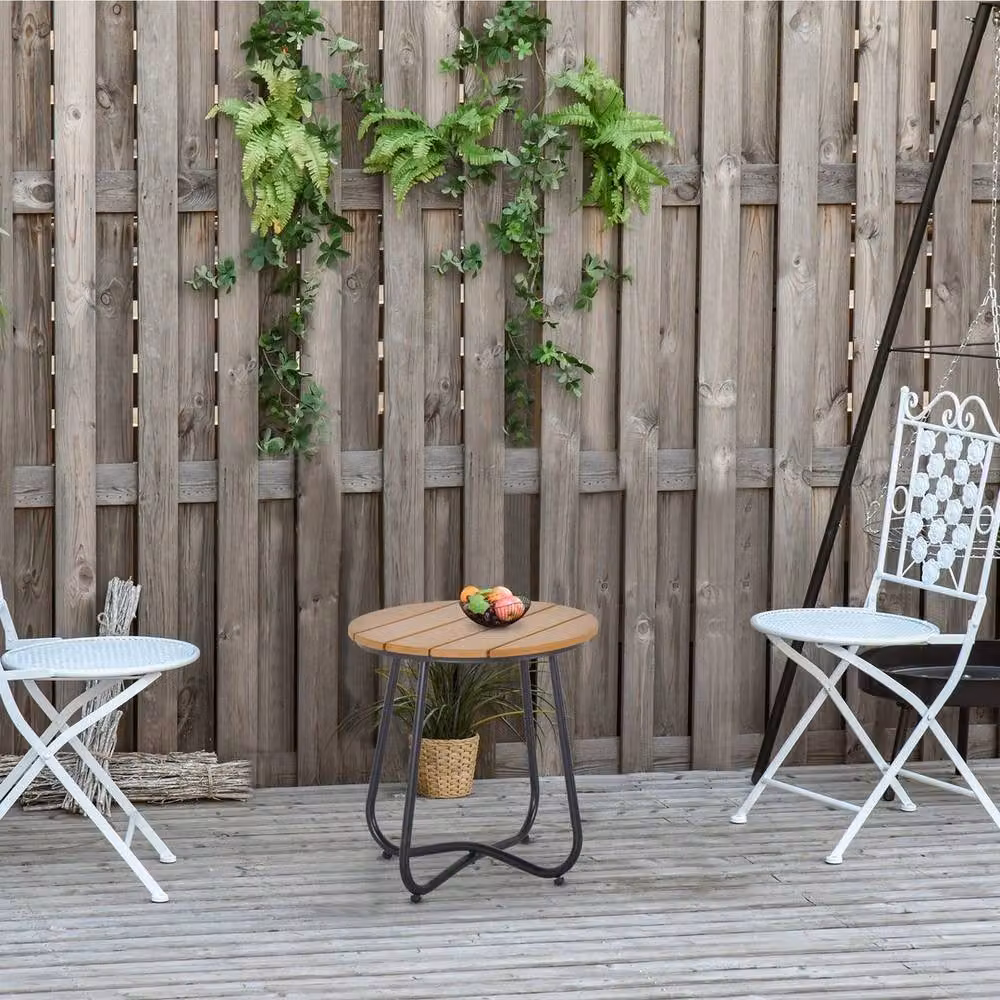 Kelvenix Round Adjustable Outdoor Side Table in Brown – 4