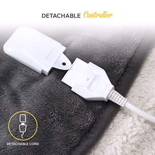 MONHOUSE Grey Heated Electric Blanket with Plush Coral Fleece and Flannel, W/D/H: 180 x 200 cm – 3