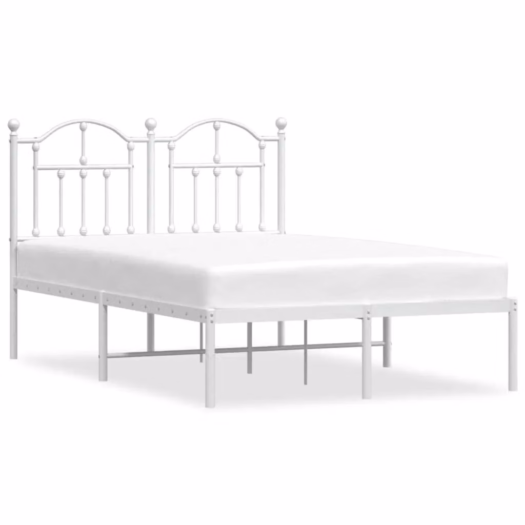 Berkfield Home Metal Bed Frame with Headboard in White, W/D/H: 120 x 200 cm – 2