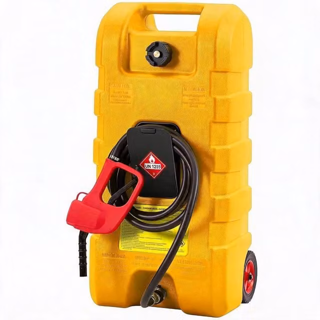 London Boutique 57L Fuel Caddy Petrol Transfer Tank with 3m Hose in Yellow – 1