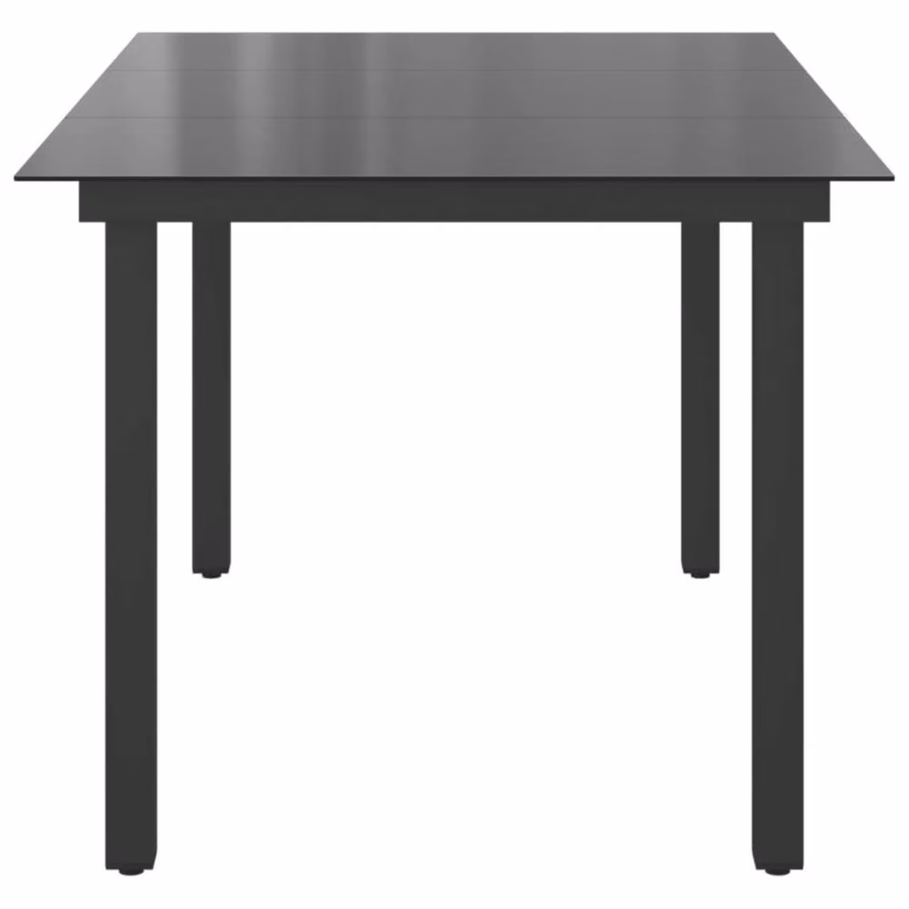 Berkfield Home Modern Extendable Rectangular Garden Table in Black Powder Coated Aluminium and Glass, W: 150 cm, D: 90 cm, H: 74 cm – 3