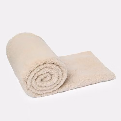 OHS Large Teddy Fleece Blanket in Beige, W/D/H: 240 x 200 cm – 2