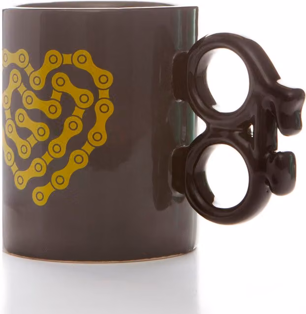 Boxer Gifts Heart Chain Ceramic Mug in Brown and Grey