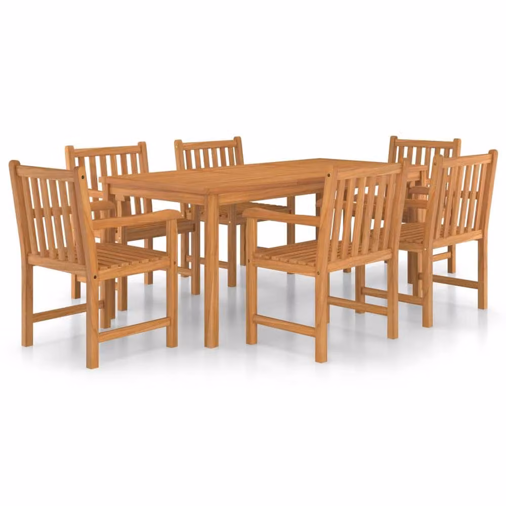 Berkfield Home 7 Piece Garden Dining Set in Brown Solid Teak Wood – 2