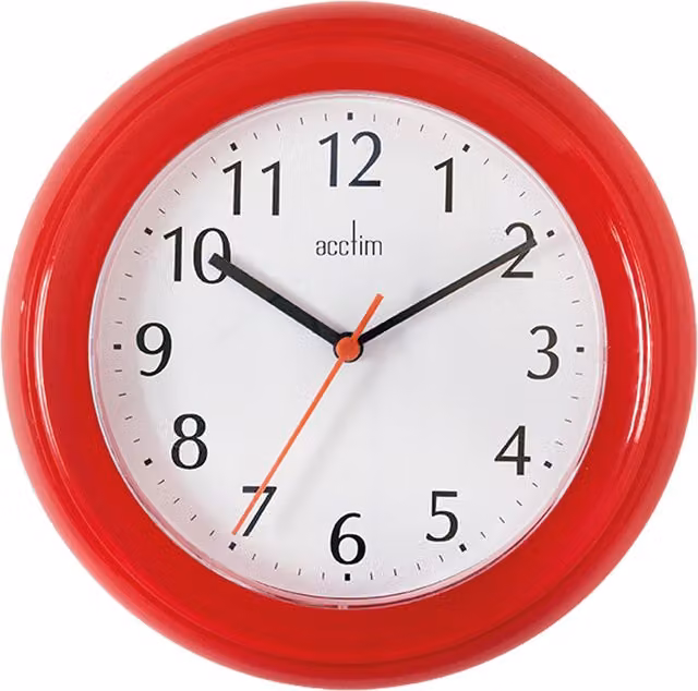 Acctim Wycombe Round Quartz Analog Wall Clock in Red