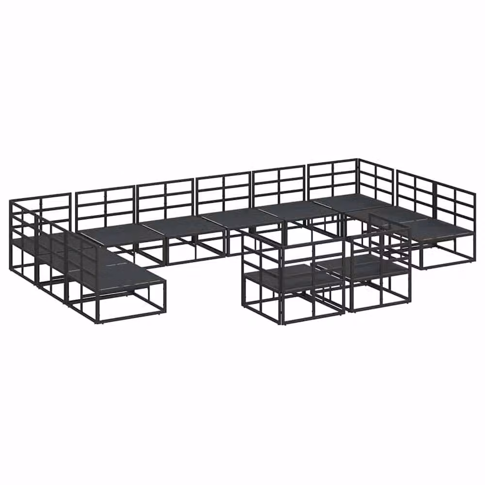 Berkfield Home 12-Piece U-Shape Garden Sofa Set with Removable Cushions and Scatter Pillows, Black Powder Coated Aluminium – 5