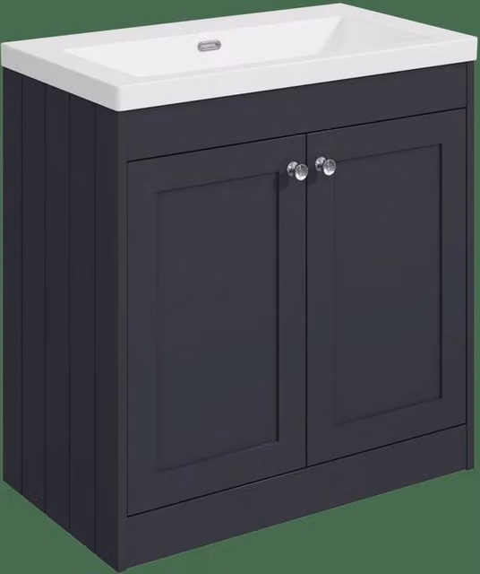 Balterley Floor Standing 2 Door Vanity Unit with Basin and Rectangular Sink, Matt Anthracite Grey, W/D/H: 80 x 52.5 x 80 cm – 1