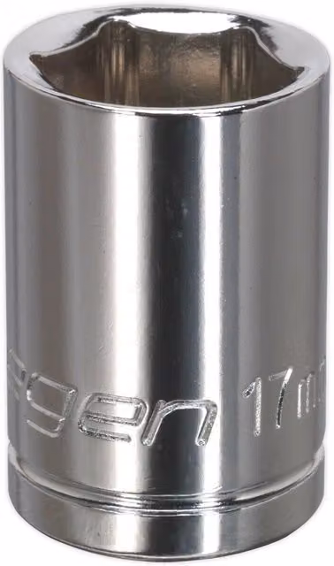 Loops 17mm Chrome Plated 1/2 inch Square Drive Socket in Silver Carbon Steel