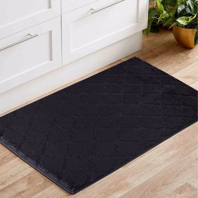 RugsbyDesire Ivy Trellis Design Anti Slip Washable Doormat, Black, W: 40 cm, D: 60 cm